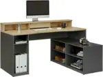 mömax Eckschreibtisch in Anthrazit/Eichefarben