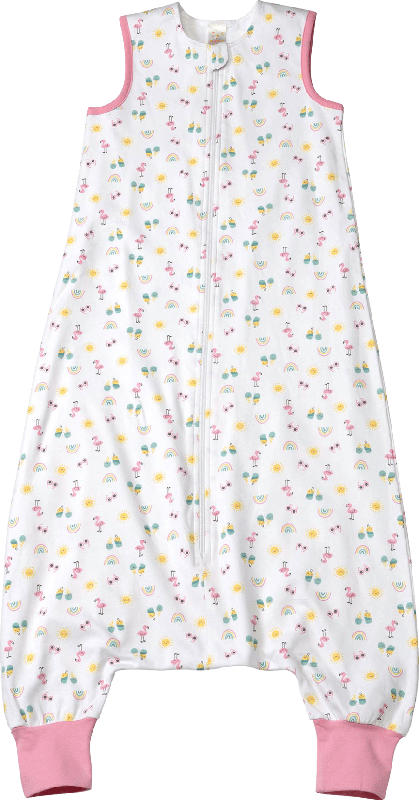 PUSBLU Kinder Schlafsack 0,5 TOG, 110 cm, in Bio-Baumwolle, weiß, rosa