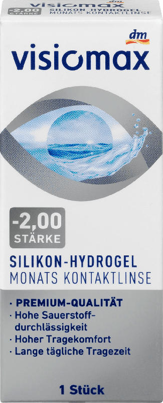VISIOMAX Silikon-Hydrogel Monatslinse Dioptrie - 2,0