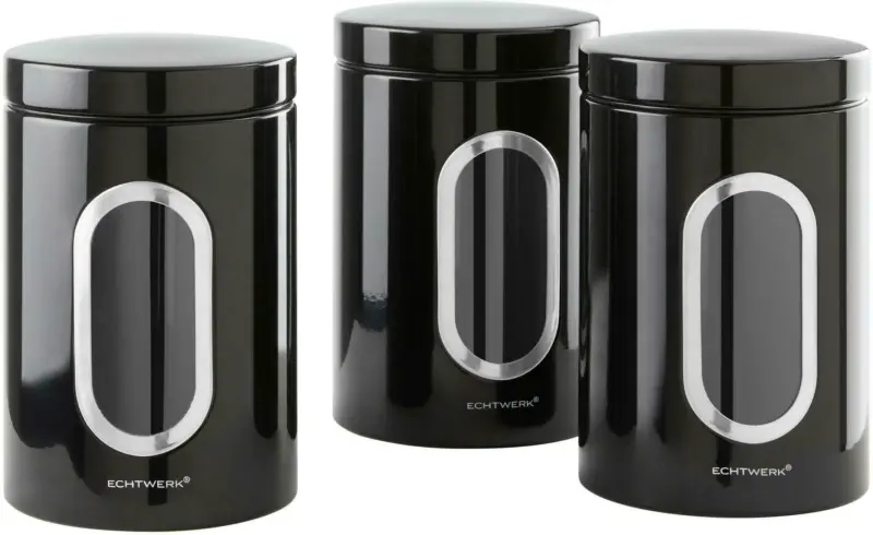 Vorratsdosenset in schwarz, 3-teilig