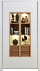 Vitrine in Weiß/Buchefarbe 'Serpio'