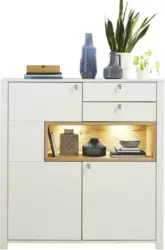 Highboard in Weiß/ Buchefarbe 'Serpio'