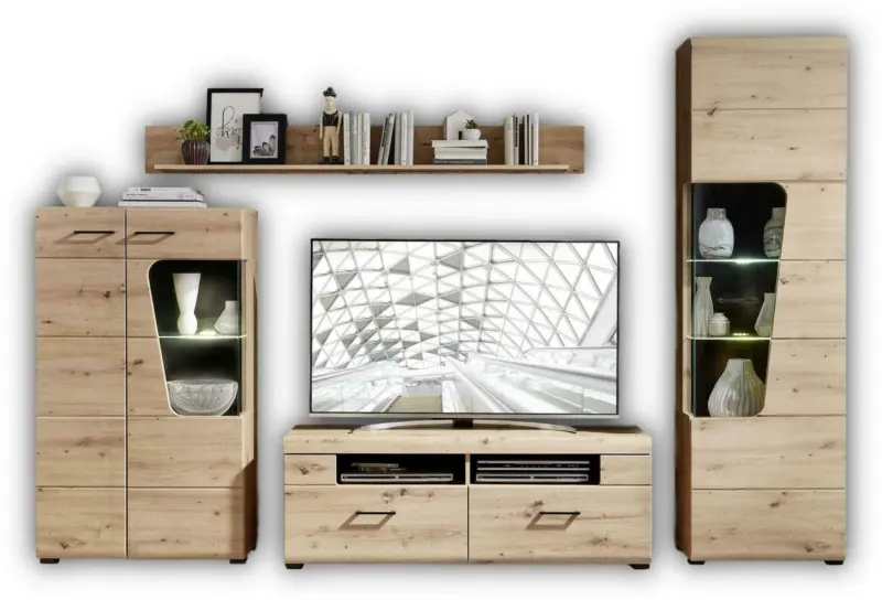 Wohnwand in Eichefarbe 'Funny Plus'