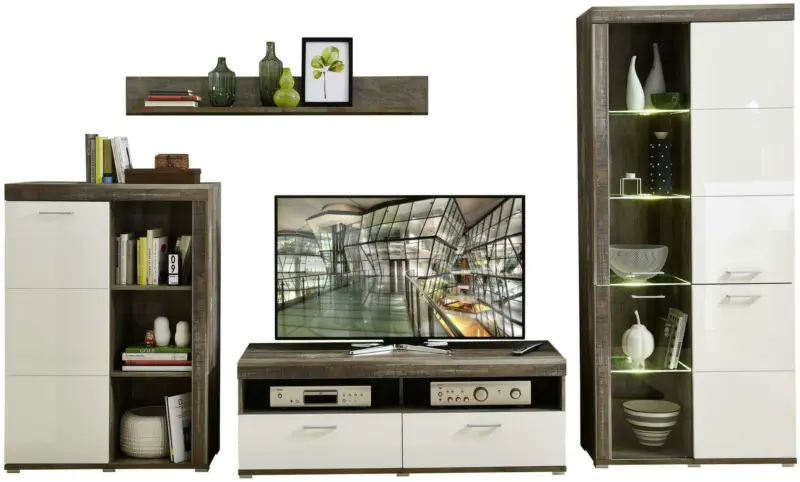 Wohnwand 'Crown-X' , weiß