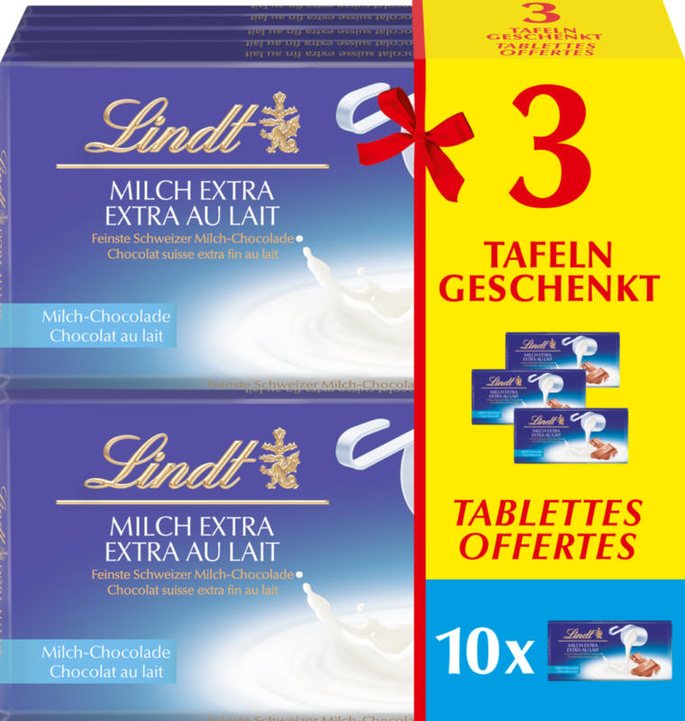 Lindt Tablettes, Lait, 10 x 100 g