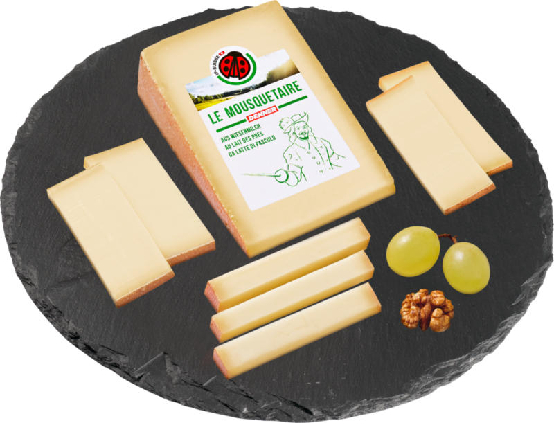 Fromage à pâte mi-dure Le Mousquetaire IP-SUISSE, au lait des prés, 300 g