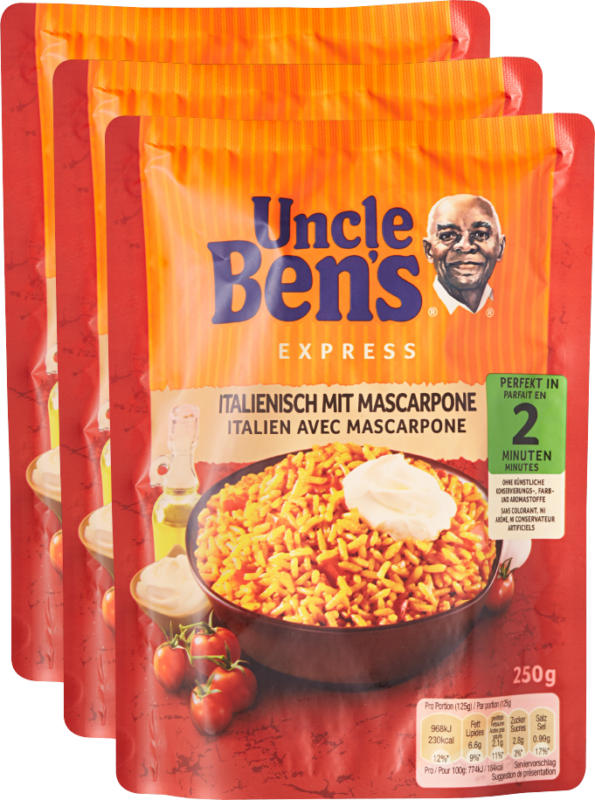Riso Express Uncle Ben’s, Italiano con mascarpone, 3 x 250 g