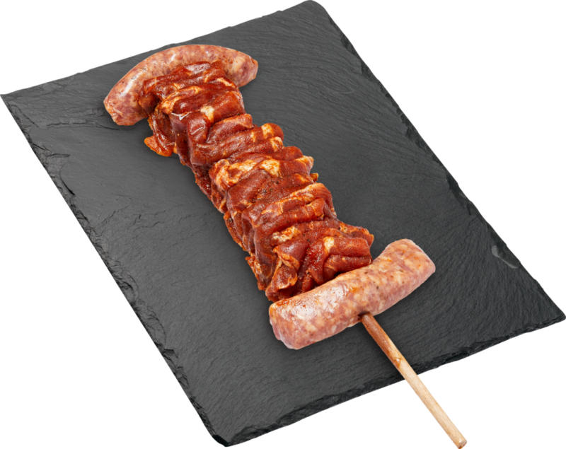Spiedino del boscaiolo BBQ Denner, Maiale, aromatizzato, ca. 260 g, per 100 g