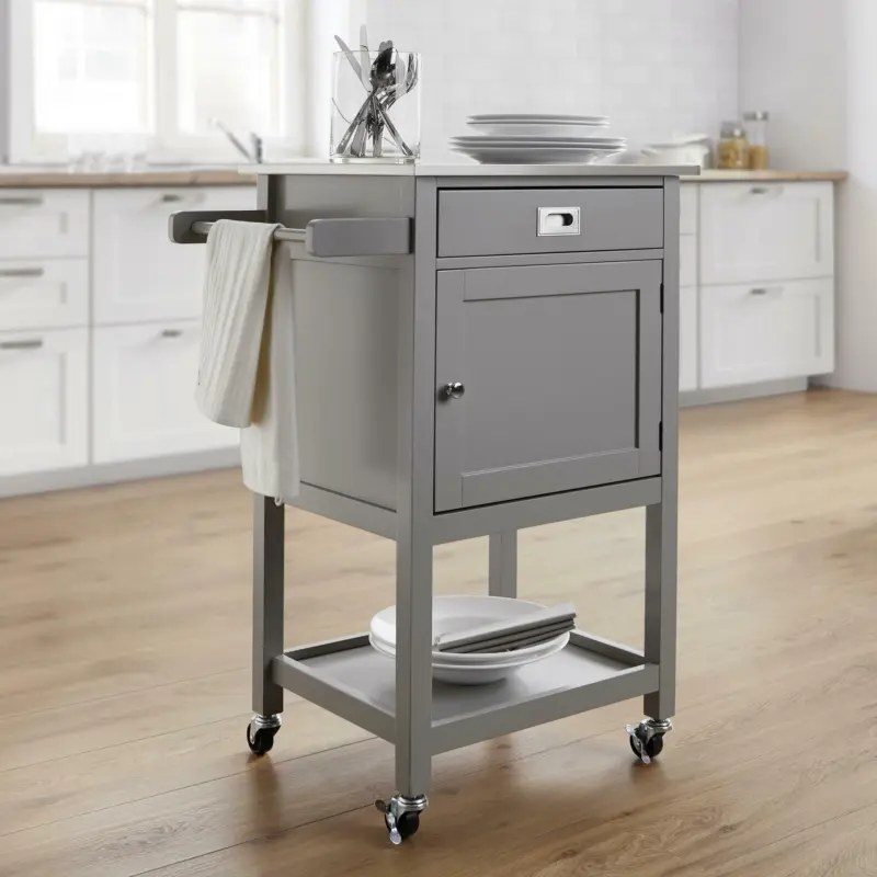 Servierwagen 'Hendrik', aus Kiefer, grau
