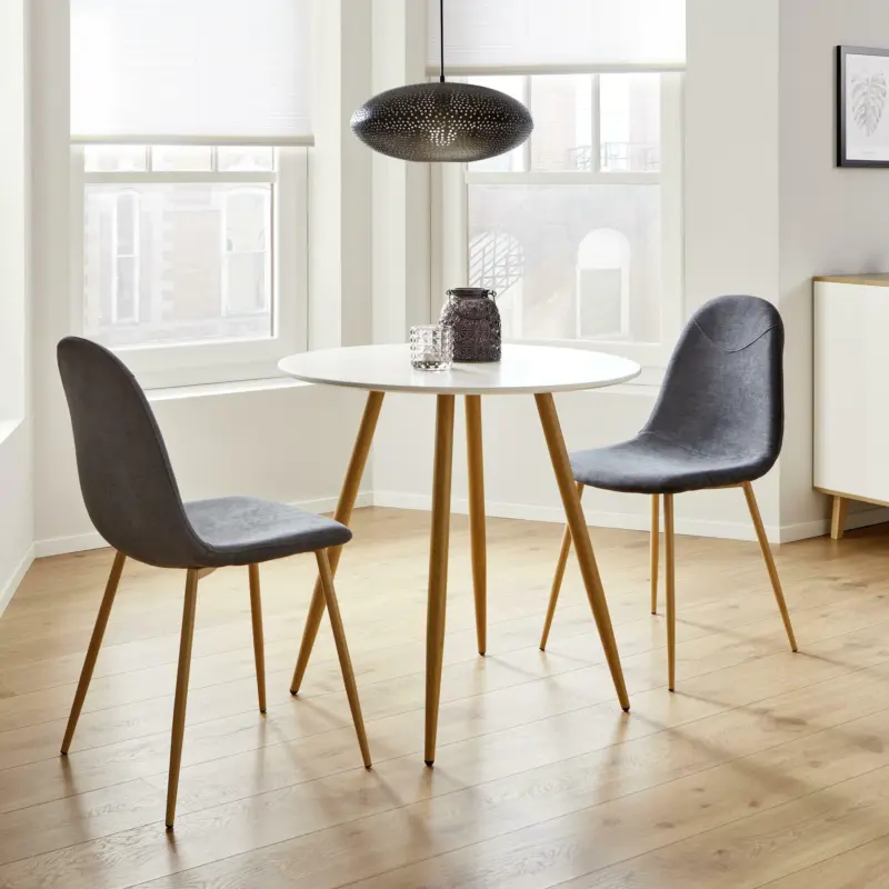 Esstisch 'John', Ø ca.80cm, weiß/eichefarben