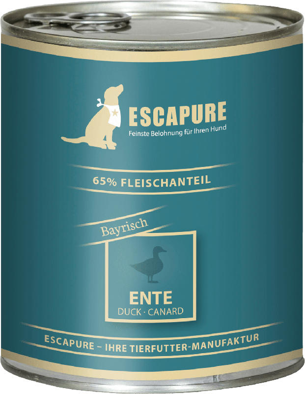 Escapure Nassfutter für Hunde, Ente Bayrisch, Adult