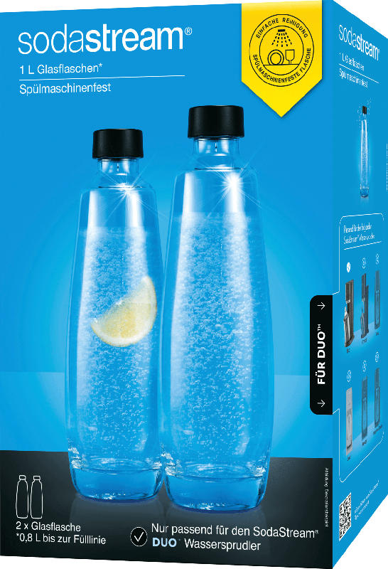 Sodastream Glasflasche DUO 0,8L für Wassersprudler, schwarz