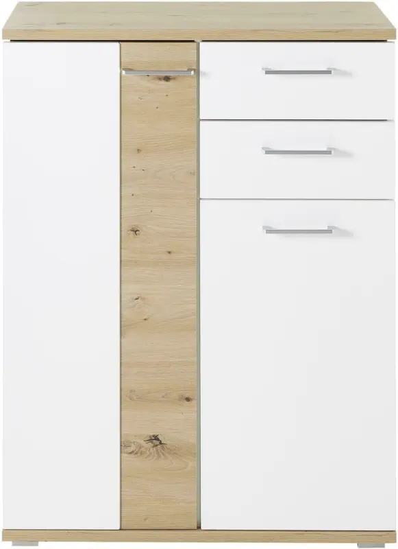 Schuhschrank in Weiß/Eichefarben
