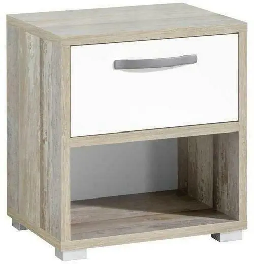 Nachtkästchen in Braun/Grau/ Weiss 'Moon'