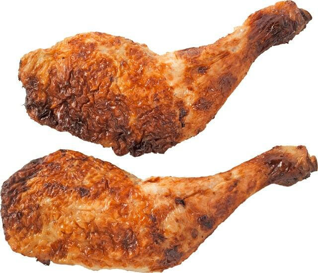 An der Bedienungstheke erhältlich: Gegrillte Hähnchenkeulen