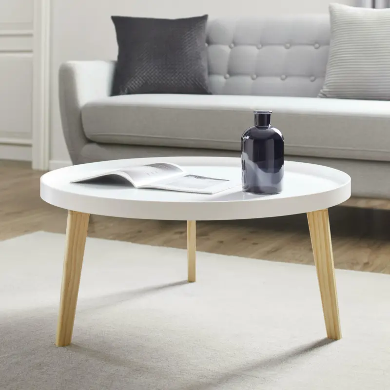 Couchtisch 'Mick', Ø ca.78cm, weiß