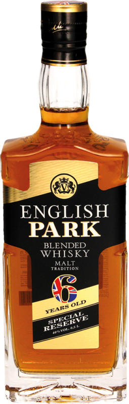 English Park Blendend Whisky, 40% vol. 6 Jahre gereift. Mit Farbstoff.