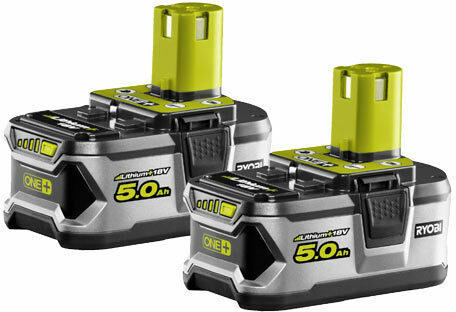 RYOBI 18 V / 5,0 Ah Akku, 2er-Set (ohne Ladegerät)
