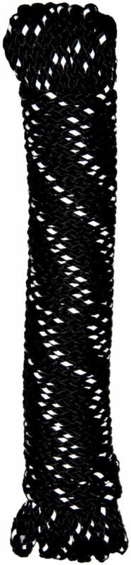 Reflektorseil, geflochten, PP, 15m, schwarz schwarz