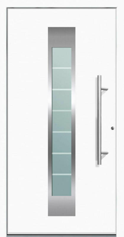 Aluminium Sicherheits-Haustür „Florenz Superior“, 60mm, weiß, 100x210 cm, Anschlag rechts, inkl. Griffset rechts