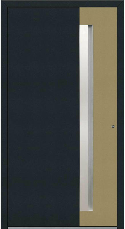 Aluminium Sicherheits-Haustür „Bologna Exklusiv“, 75 mm, anthrazit-beige, 100x210 cm, Anschlag rechts, inkl. Griffleiste rechts