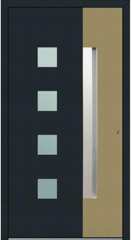 Aluminium Sicherheits-Haustür „Genua Exklusiv“, 75 mm, anthrazit-beige, 100x210 cm, Anschlag rechts, inkl. Griffleiste rechts