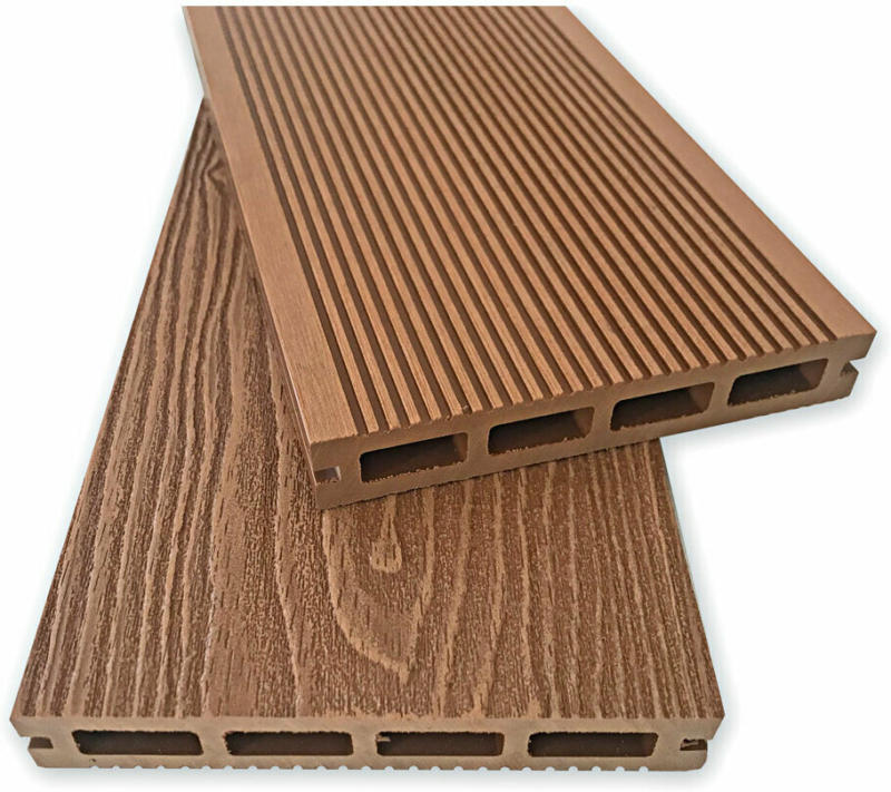 Terrassendiele, WPC, braun, geriffelt, 200x14,5x2,3 cm