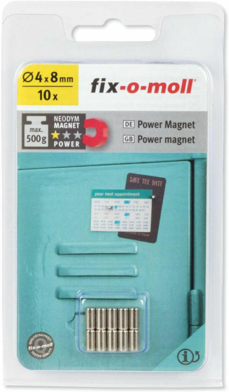 Magnet-Zylinder Neodym silber D4H8mm 10St