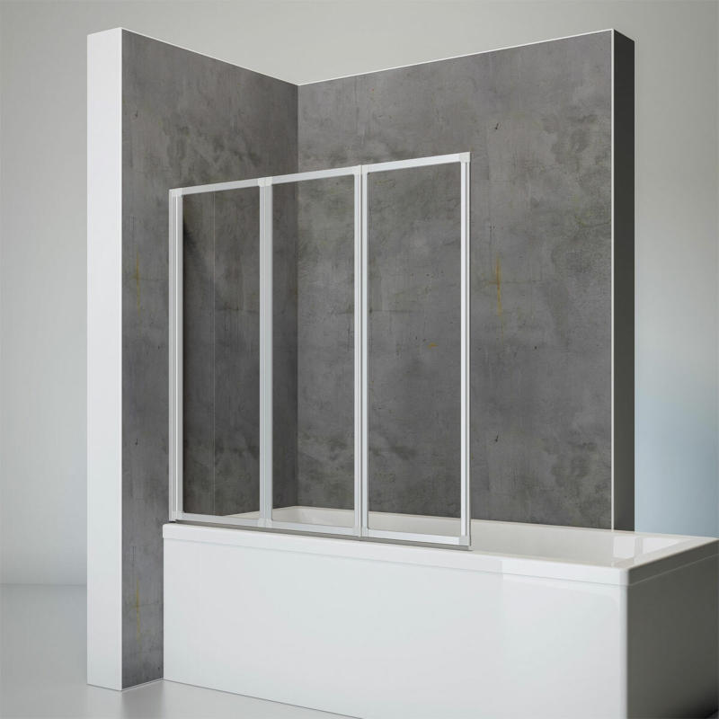 Badewannenfaltwand „Komfort“, 140x127 cm, Echtglas
