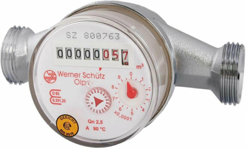 Wasserzähler für Warmwasser, Qn 2,5 130 mm R 3/4"
