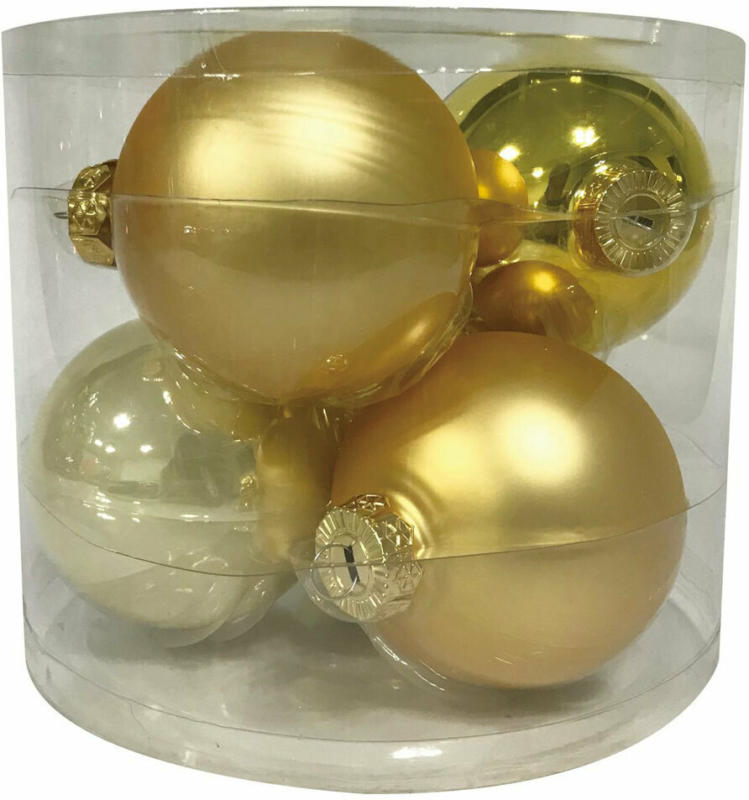 Glaskugeln 8cm „Gold Mix“, 6 Stk.
