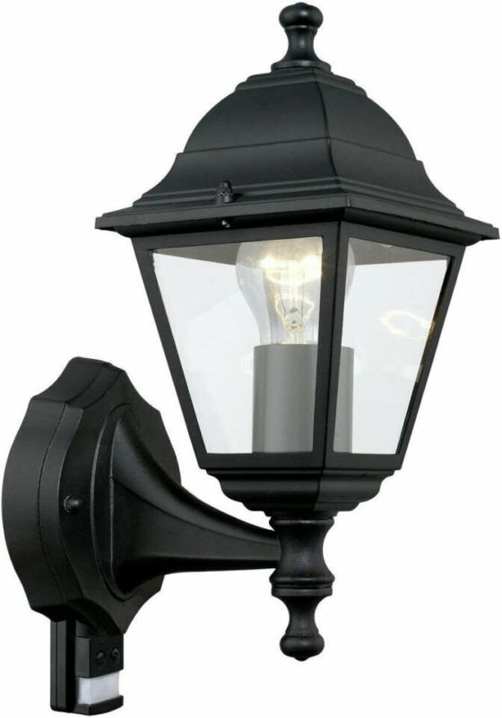 Außenwandleuchte „Belfort“ mit Sensor, schwarz/weiß
