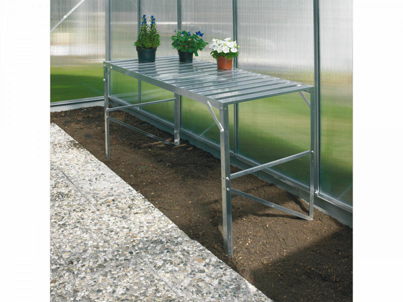 Aluminiumtisch + 1 Ablage für Gewächshaus