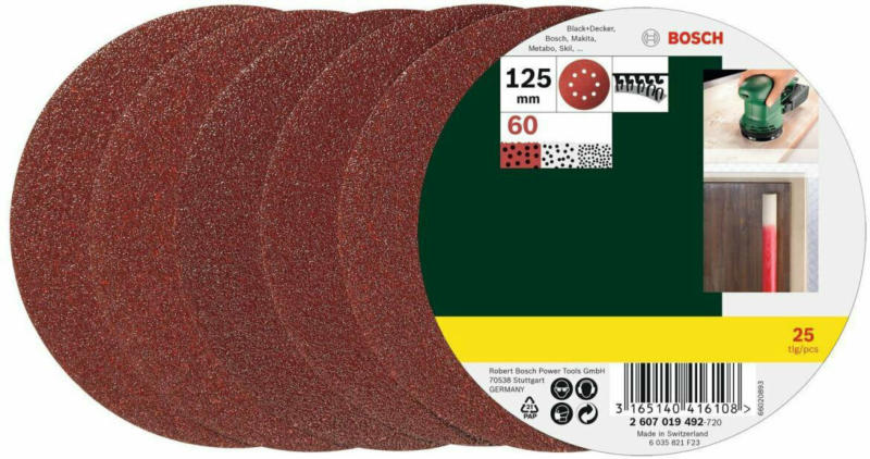 Exzenterschleifblätter-Set, 12,5cm, K60, 25 Stück K60