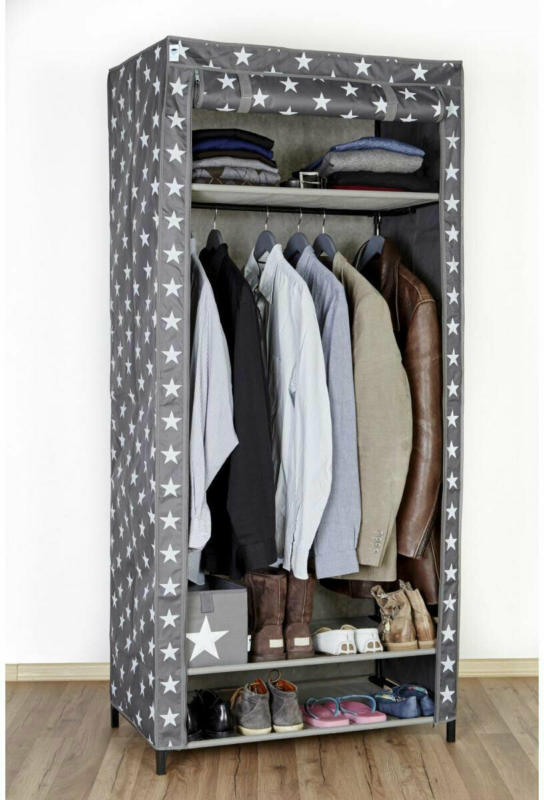 Textiler Kleiderschrank XXL, Sternedekor, 175x80x50 cm