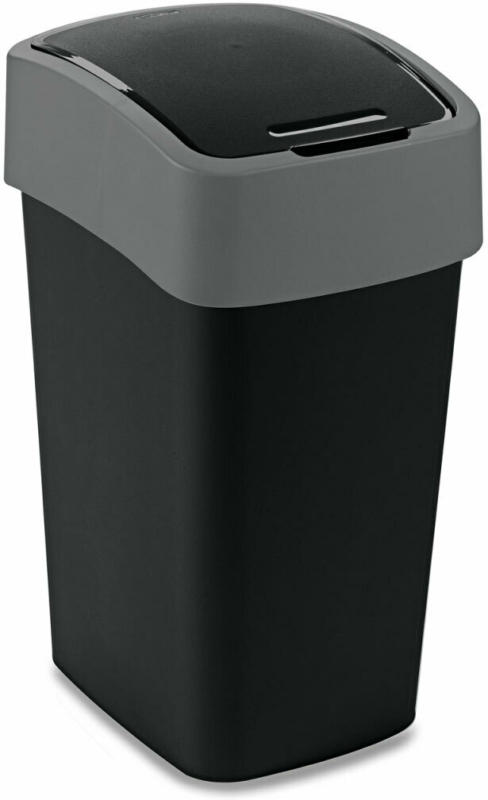 Abfallbehälter „Flip Bin“, 25 L, schwarz/hellgrau