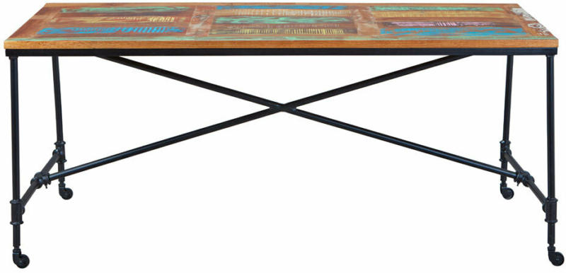 Esstisch „Coffee“, Metall rostig Mangoholz, 180x76x90 cm