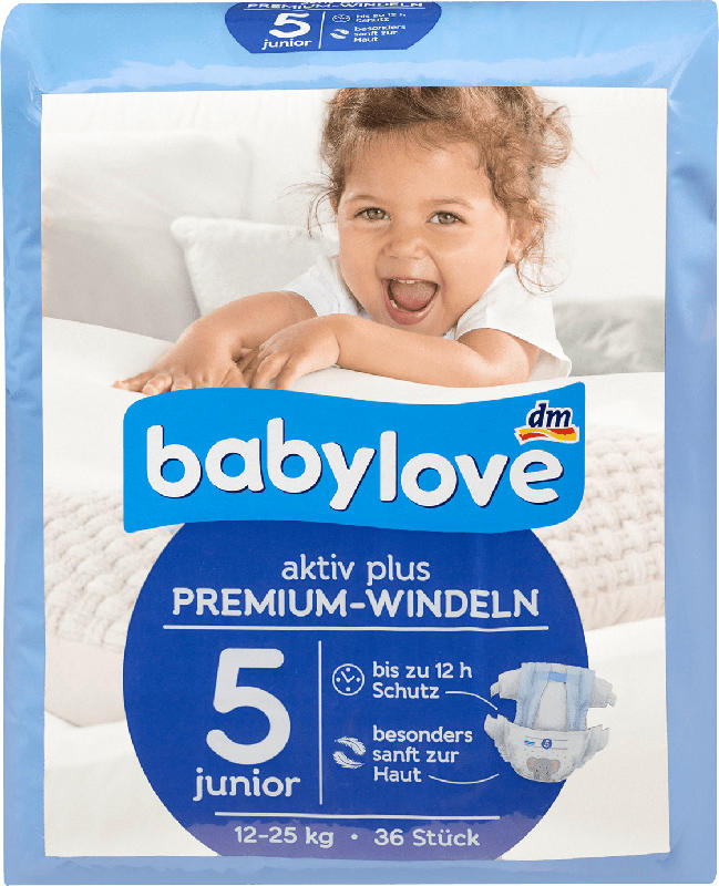 babylove Windeln Premium aktiv plus Größe 5, junior 12-25kg