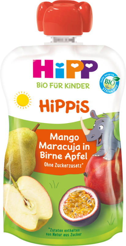 Quetschbeutel Hippis Mango-Maracuja in Birne-Apfel ab 1 Jahr