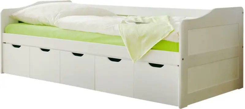 Stauraumbett 'Maria' aus Kiefer, weiß