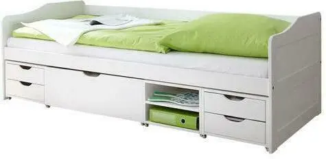 Stauraumbett 'Marlies', aus Kiefer, weiß