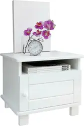 Nachtkästchen 'Bora', aus Kiefer, weiß