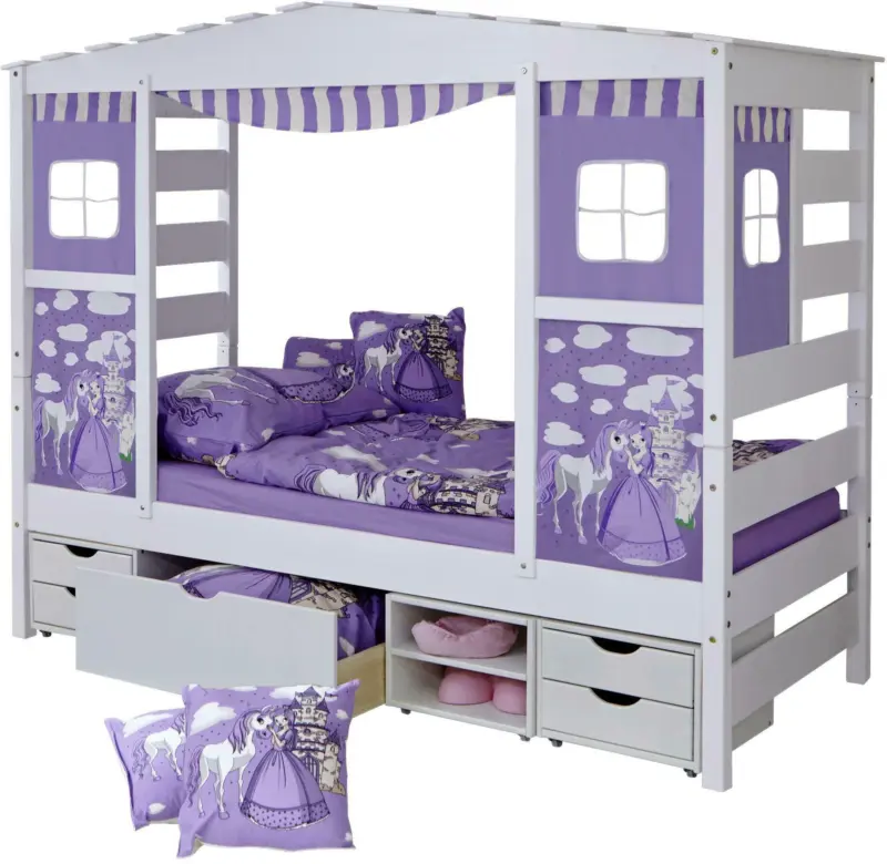 Hausbett 'Lio', aus Kiefer, flieder