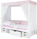 mömax Dornbirn - Ihr Trendmöbelhaus in Dornbirn Himmelbett 'Lino', aus Kiefer, rosa/weiß