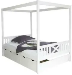 Himmelbett 'Lino', aus Kiefer, weiß