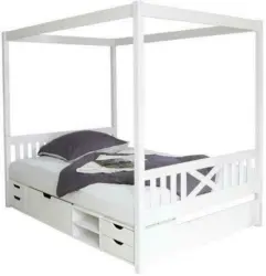 Himmelbett 'Lino', aus Kiefer, weiß