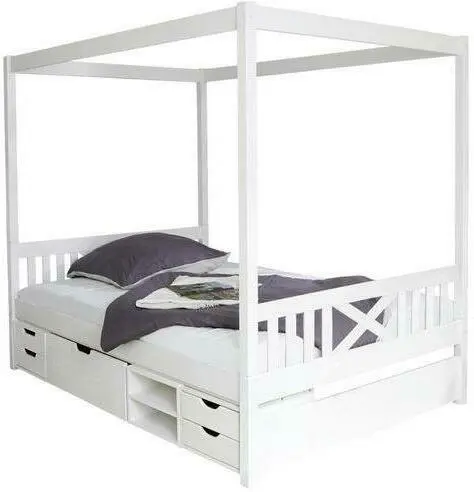 Himmelbett 'Lino', aus Kiefer, weiß