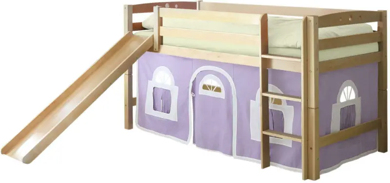 Spielbett 'Theo R', aus Buche, weiß/buchefarben/violett