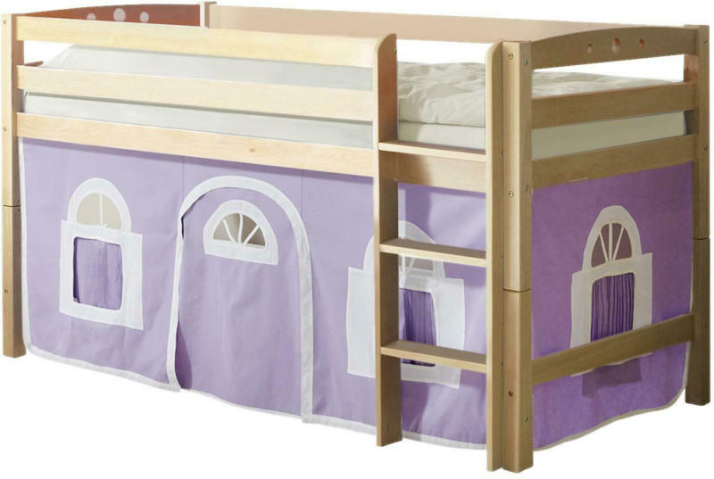 Hochbett 'Timmy R', aus Buche, weiß/violett