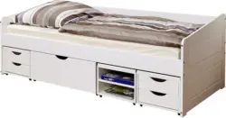 Stauraumbett 'Micki', aus Kiefer, weiß